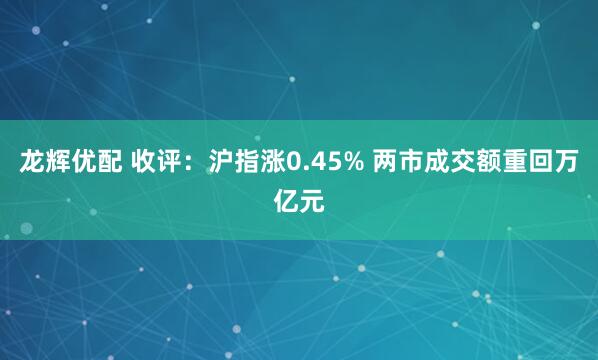 龙辉优配 收评：沪指涨0.45% 两市成交额重回万亿元